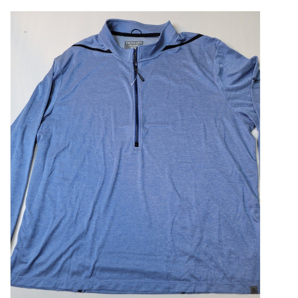Trimark Mens 3XL Blue Micro Stripe Quarter Zip Pullover Long Sleeve CA 1522